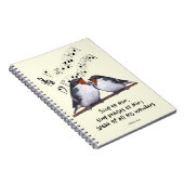 Sing Paus voor God: Twee vogels, Muzieknoten, kuns Notitieboek (Rechterzijde)