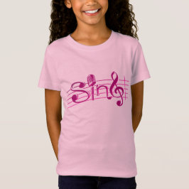 Sing retro mic kinder roze logo t-shirt