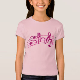 Sing retro mic kinder roze logo t-shirt