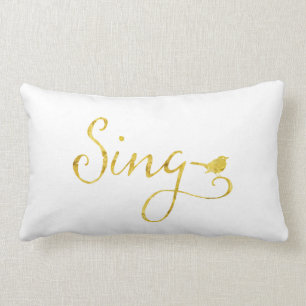 Sing Song Bird Gold Faux Glitter Metallic Sequins Kussen