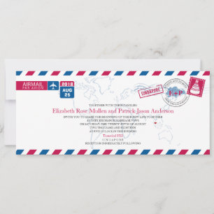 Singapore Airmail Wedding Invitation Kaart