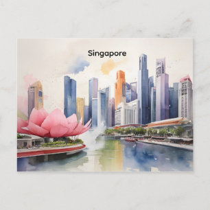 Singapore aquarel kunst briefkaart