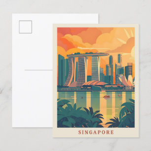 Singapore Art Elegant Vintage Travel Briefkaart