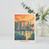 Singapore Art Elegant Vintage Travel Briefkaart (Staand voorkant)