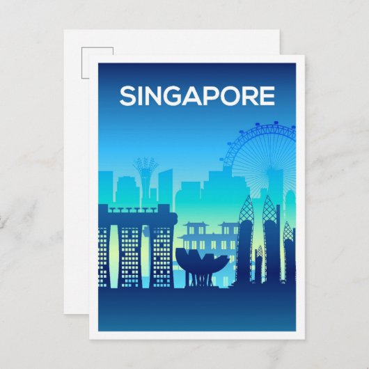 Singapore Art Travel Illustratie Briefkaart (Voorkant / Achterkant)