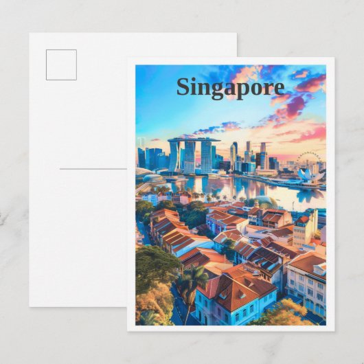 Singapore Art Vintage Travel Briefkaart (Voorkant / Achterkant)