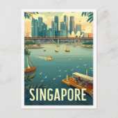 Singapore Art Vintage Travel Illustratie Briefkaart (Voorkant)