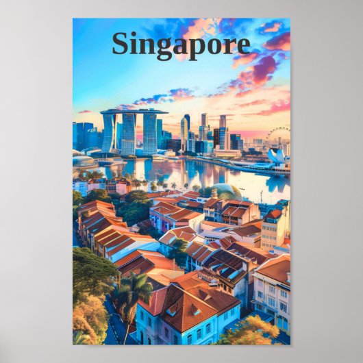Singapore Art Vintage Travel Poster (Voorkant)