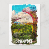 Singapore Azië Waterverf Reizen Briefkaart (Voorkant)