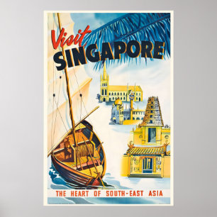 Singapore Azië Wereld Reizen Vintage Reisposter Poster