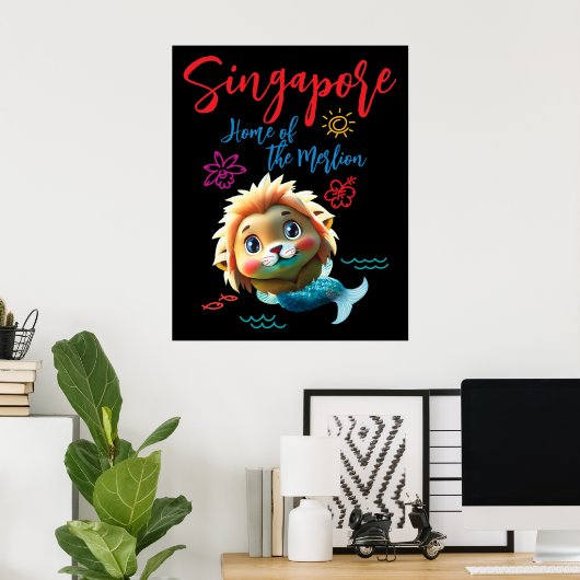 Singapore Baby Merlion Poster (Thuiskantoor)