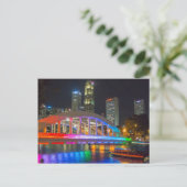 Singapore bij nacht briefkaart (Staand voorkant)