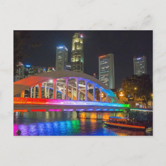 Singapore bij nacht briefkaart (Voorkant)