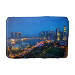 Singapore binnenstad bij nacht badmat