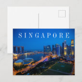 Singapore binnenstad bij nacht briefkaart (Voorkant / Achterkant)