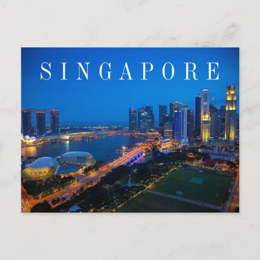Singapore binnenstad bij nacht briefkaart (Voorkant)