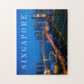 Singapore binnenstad bij nacht legpuzzel (Verticaal)
