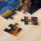 Singapore binnenstad bij nacht legpuzzel (Zijkant)