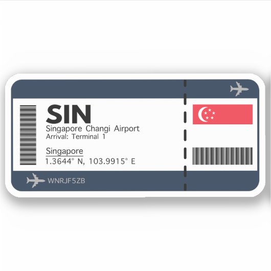 Singapore boarding pass - Airport Ticket Sticker (Voorkant)
