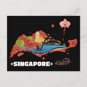 Singapore Chili Crab F1 Nachtrace Geïllustreerd Briefkaart