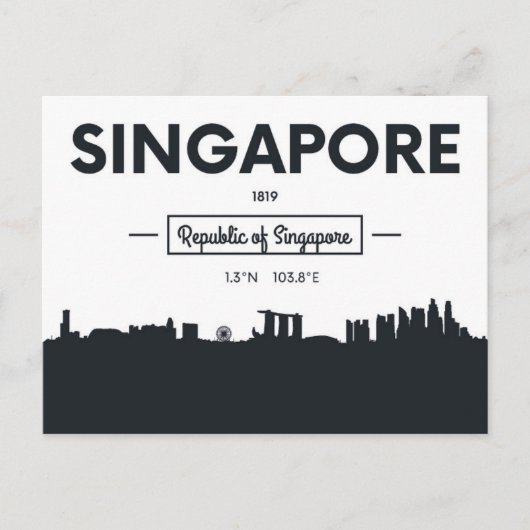 Singapore, China | Stadscoördinaten Briefkaart (Voorkant)