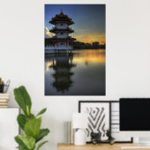 Singapore Chinese Garden Pagoda Building Poster (Thuiskantoor)
