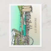 Singapore City Beroemde Reisplaats Illustratie Briefkaart (Voorkant)