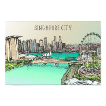 Singapore City Beroemde Reisplaats Illustratie