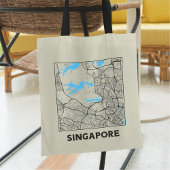 Singapore City Map Tote Bag