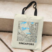 Singapore City Map Tote Bag