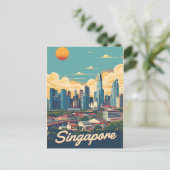 Singapore city retro Skyline Briefkaart (Staand voorkant)