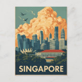 Singapore city retro Skyline Briefkaart (Voorkant)