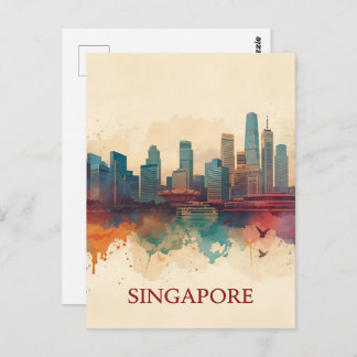 Singapore city retro Skyline Briefkaart