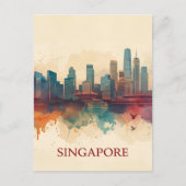 Singapore city retro Skyline Briefkaart (Voorkant)