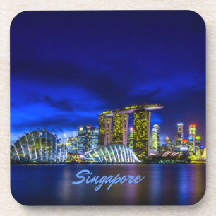 Singapore City Skyline bij nacht Bier Onderzetter