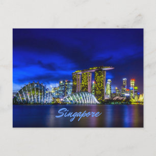 Singapore City Skyline bij nacht Briefkaart