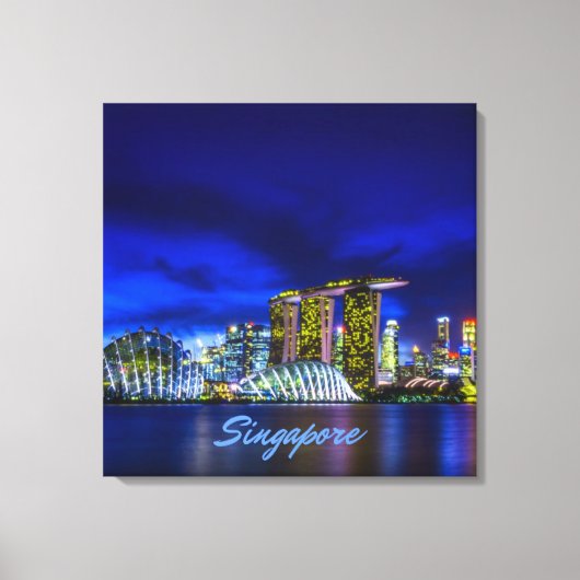 Singapore City Skyline bij nacht Canvas Afdruk (Voorkant)