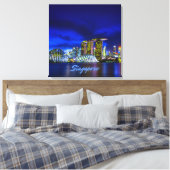 Singapore City Skyline bij nacht Canvas Afdruk (Insitu (Slaapkamer))