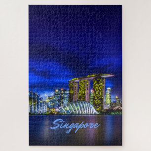 Singapore City Skyline bij nacht Legpuzzel