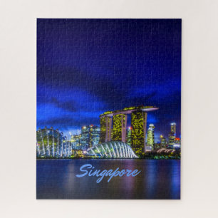 Singapore City Skyline bij nacht Legpuzzel
