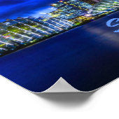 Singapore City Skyline bij nacht Poster (Hoek)