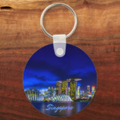Singapore City Skyline bij nacht Sleutelhanger (Voorkant)