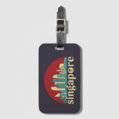Singapore City Skyline Cityscape Art Bagagelabel (Voorkant (verticaal))