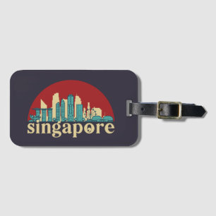 Singapore City Skyline Cityscape Art Bagagelabel