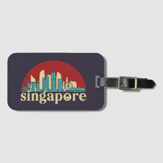 Singapore City Skyline Cityscape Art Bagagelabel (Voorkant (horizontaal))