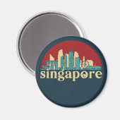 Singapore  City Skyline Cityscape Art Magneet (Voorkant / Achterkant)