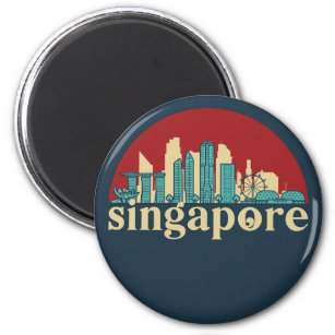 Singapore  City Skyline Cityscape Art Magneet