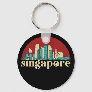 Singapore City Skyline Cityscape Art Sleutelhanger