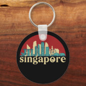 Singapore  City Skyline Cityscape Art Sleutelhanger (Voorkant)