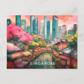 Singapore City Uitzicht Kleurrijk Feestdagenkaart (Voorkant)